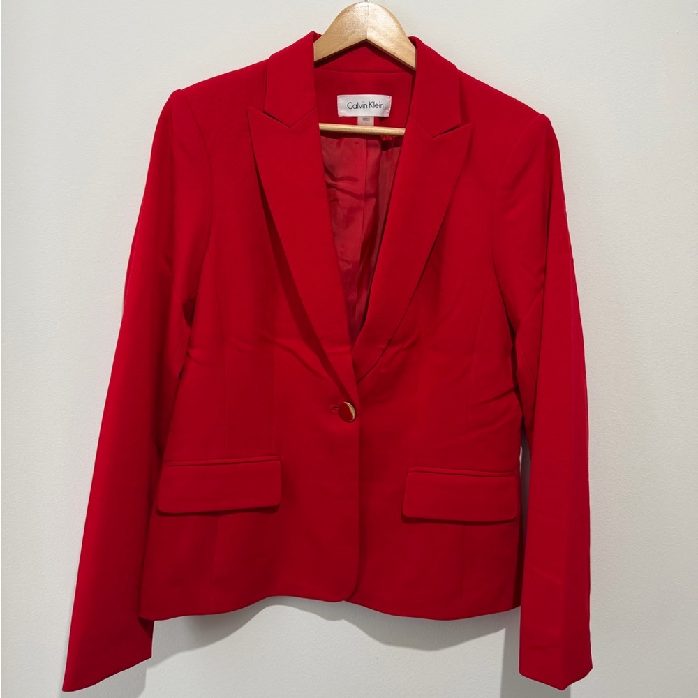 Calvin Klein Red Women's Single-Button Tailored Blazer